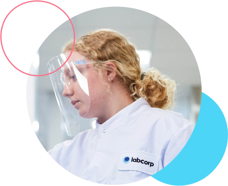 Labcorp employee wearing face shield